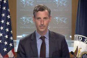 Phát ngôn viên Bộ Ngoại giao Mỹ Ned Price trong cuộc họp báo ở thủ đô Washington D.C. (Mỹ) ngày 31-10. Ảnh: YONHAP