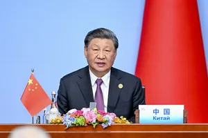 Chủ tịch Trung Quốc Tập Cận Bình phát biểu tại cuộc họp báo sau Hội nghị thượng đỉnh TQ-Trung Á tại TP Tây An, tỉnh Thiểm Tây (TQ) ngày 19-5. Ảnh: BỘ NGOẠI GIAO TRUNG QUỐC