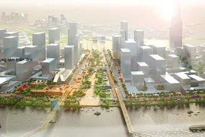 Phối cảnh quảng trường Hồ Chí Minh bên bờ Thủ Thiêm đối diện công viên bến Bạch Đằng