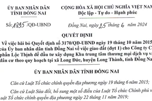 Đồng Nai: Hủy quyết định giao đất xây dựng Khu thương mại và dân cư gần 83 ha