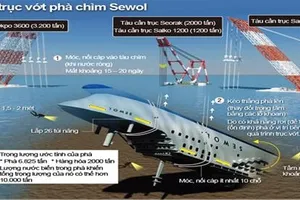Công bố sơ đồ trục vớt phà chìm Sewol