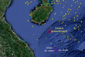 Vị trí hoạt động mới của giàn khoan Hải Dương 981