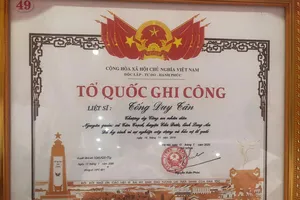 Công nhận liệt sĩ đối với Trung úy công an Tống Duy Tân