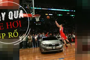 Bay qua xe hơi úp rổ ngoạn mục