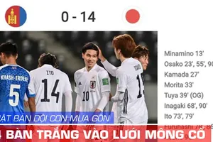 Video Nhật Bản thắng đậm Mông Cổ 14-0 tại Vòng loại World Cup 