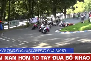 Lấy đường phố đua mô tô, hơn 10 tay đua lộn nhào 