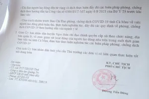 'Thông chốt' bằng văn bản giả lãnh đạo tỉnh Cà Mau đã nghỉ hưu 6 năm 