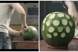 Kinh ngạc với màn gọt dưa hấu bằng... ngón tay