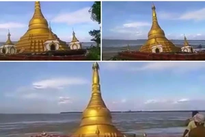 Chùa vàng ở Myanmar bị nước lũ nuốt chửng