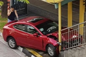 Hoảng vì gián, cụ bà mất tay lái đâm xe lên cầu