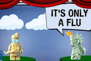 Đoạn phim hoạt hình ngắn nói về cuộc trò chuyện giữa chiến binh đất nung và tượng Nữ thần tự do, đại diện cho Trung Quốc và Mỹ. Ảnh: XINHUA