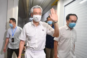 Ông Lý Hiển Long xuất hiện sau khi giành chiến thắng trong cuộc tổng tuyển cử. Ảnh: CNA/Jeremy Long