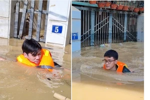 2 bạn trẻ lao vào rốn lũ cứu đói cho người dân