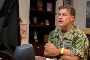 Chỉ huy Bộ Tư lệnh Ấn Độ Dương - Thái Bình Dương của Mỹ, Đô đốc John Aquilino. Ảnh: US NAVY