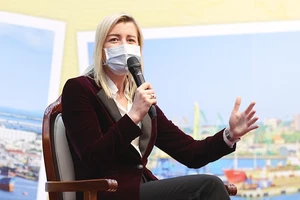 Thứ trưởng Bộ Giao thông vận tải và Truyền thông Lithuania, bà Agne Vaiciukeviciute. Ảnh: CNA