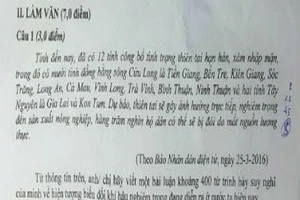 Xử lý người ra đề thi ngữ văn 12 bị sai vị trí địa lý