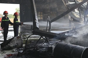 Một công ty gỗ ở Bình Dương cháy dữ dội