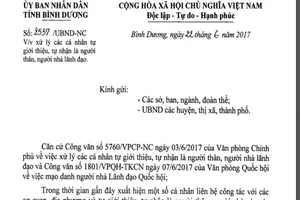 Bình Dương xử lý cá nhân tự nhận là người thân lãnh đạo