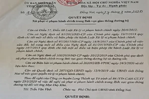 Người vi phạm giao thông kiện chủ tịch tỉnh Đồng Nai