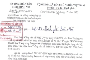 Đồng Nai: Xử lý sai phạm tuyển dụng 358 cán bộ, viên chức