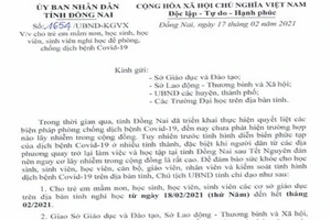 Đồng Nai cho HS nghỉ học hết tháng 2 để phòng chống COVID-19