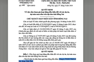 Gian lận trong đấu thầu, 1 công ty bị cấm đấu thầu 4 năm ở Đồng Nai