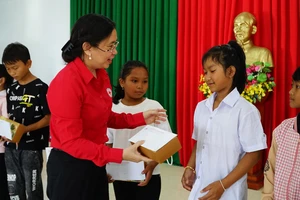 Hội chữ thập đỏ TP.HCM tặng hàng trăm suất quà ở hai xã Ea Tiêu, Ea Ktur