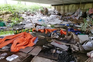 Cận cảnh rác thải tràn ngập đường song hành cao tốc