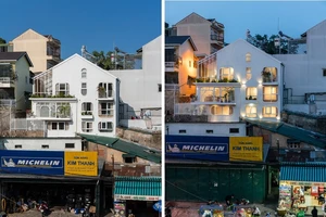 Ngôi nhà có những tia nắng xuyên qua kẽ lá