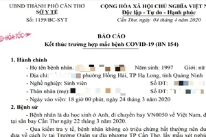 Cần Thơ: Bệnh nhân 154 sắp được ra viện