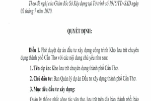 Cần Thơ xây kho lưu trữ chuyên dụng hơn 68 tỉ