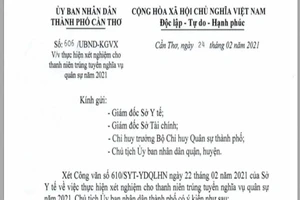 Xét nghiệm COVID-19 cho người trúng tuyển nghĩa vụ quân sự
