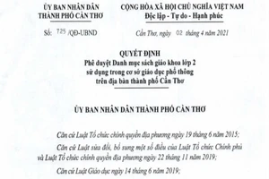 Cần Thơ: Phê duyệt danh mục sách giáo khoa lớp 2 và lớp 6