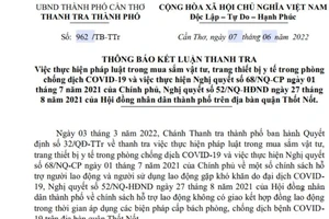 Cần Thơ: Thu hồi 206 triệu đồng chi hỗ trợ trong dịch chưa đúng