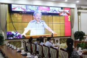 Ông Nguyễn Quang Thái - Tổng Cục trưởng Tổng cục THADS (Bộ Tư pháp) phát biểu tại hội nghị. Ảnh: MINH CHUNG