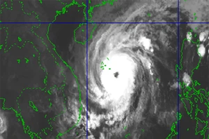 Ảnh mây vệ tinh nhìn thấy rõ mắt bão. Ảnh: nchmf.gov.vn