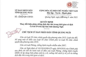 Quảng Ngãi: 9 địa phương áp dụng Chỉ thị 16, 4 huyện áp dụng Chỉ thị 15