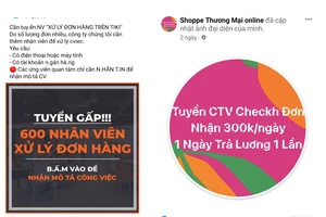 Thủ đoạn lừa đảo mới: 'Tuyển cộng tác viên làm việc online’