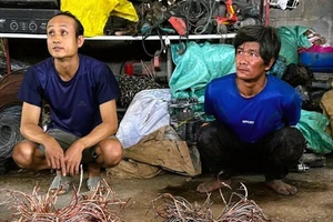 Đang cắt trộm dây điện trên cao tốc Bến Lức - Long Thành thì bị bắt