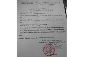 Vụ Cát Tường: Gia đình nạn nhân không đồng ý với giấy báo của Tòa án