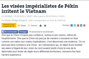 “Trung Quốc đang được nhận thức như một dân tộc có những mưu đồ đế quốc“