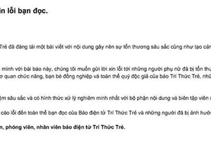 Báo điện tử Trí thức trẻ xin lỗi bạn đọc