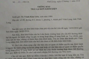 Tòa trả lại đơn yêu cầu bồi thường gần 4 tỉ đồng