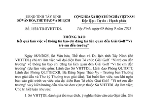 Sở VHTTDL Tây Ninh chấn chỉnh sai phạm tại Giải Golf gây chú ý dư luận