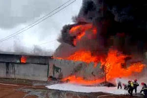 Cháy xưởng bao bì ở huyện Đức Trọng