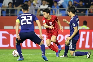 Đội tuyển Nhật Bản trong lần gặp gỡ đội tuyển Việt Nam tại Asian Cup 2019.