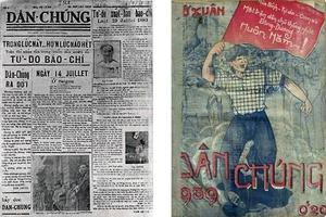 Ảnh trái: Báo Dân chúng số 1, ra ngày 22-7-1938 tại Sài Gòn. Ảnh phải: Báo Dân chúng số xuân 1939.