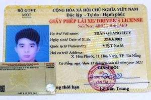 Bằng lái giả mà Trần Quang Huy sử dụng để đối phó với lực lượng chức năng.