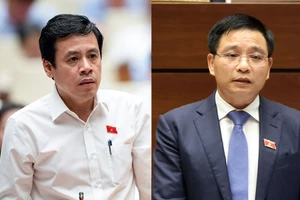 ĐB Trần Anh Tuấn, Đoàn ĐBQH TP.HCM (trái) và Bộ trưởng Bộ GTVT Nguyễn Văn Thắng tại phiên chất vấn chiều 7-6.