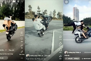 Một số hình ảnh người vi phạm biểu diễn xe máy, mô tô được lan truyền trên mạng xã hội.